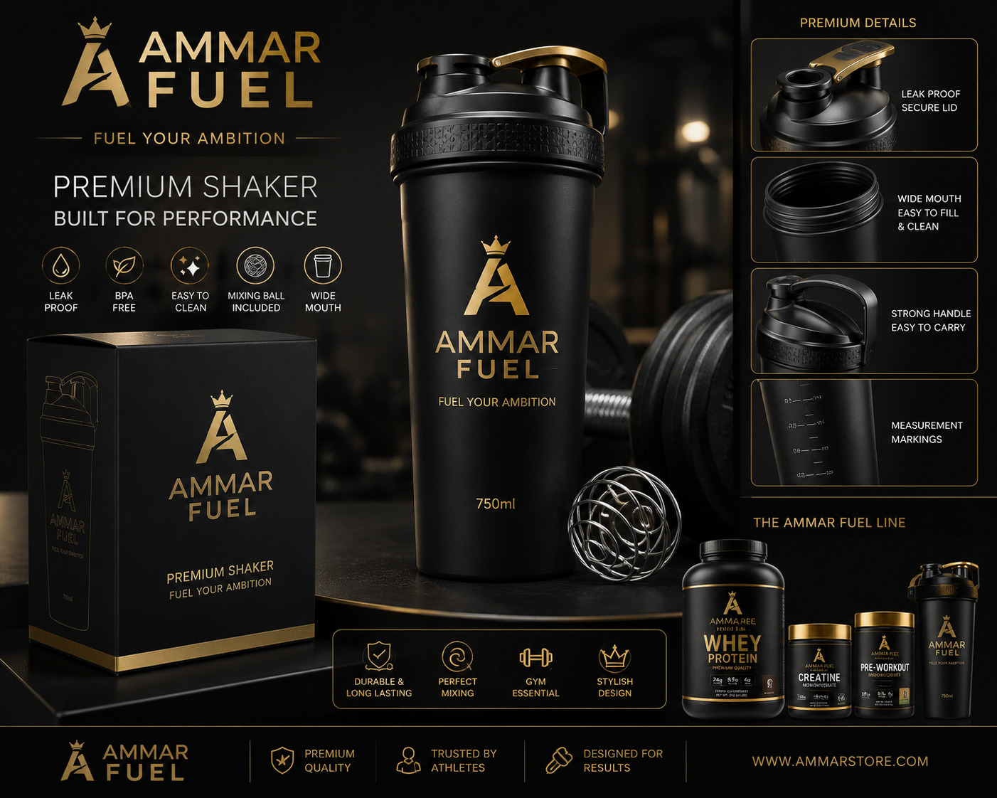 Ammar Fuel Premium Shaker (750ml)