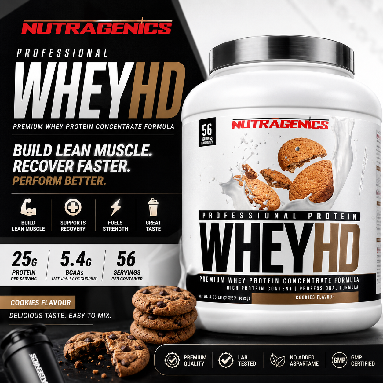 Nutragenics Professional Whey HD Protein – Cookies Flavor (56 Servings)