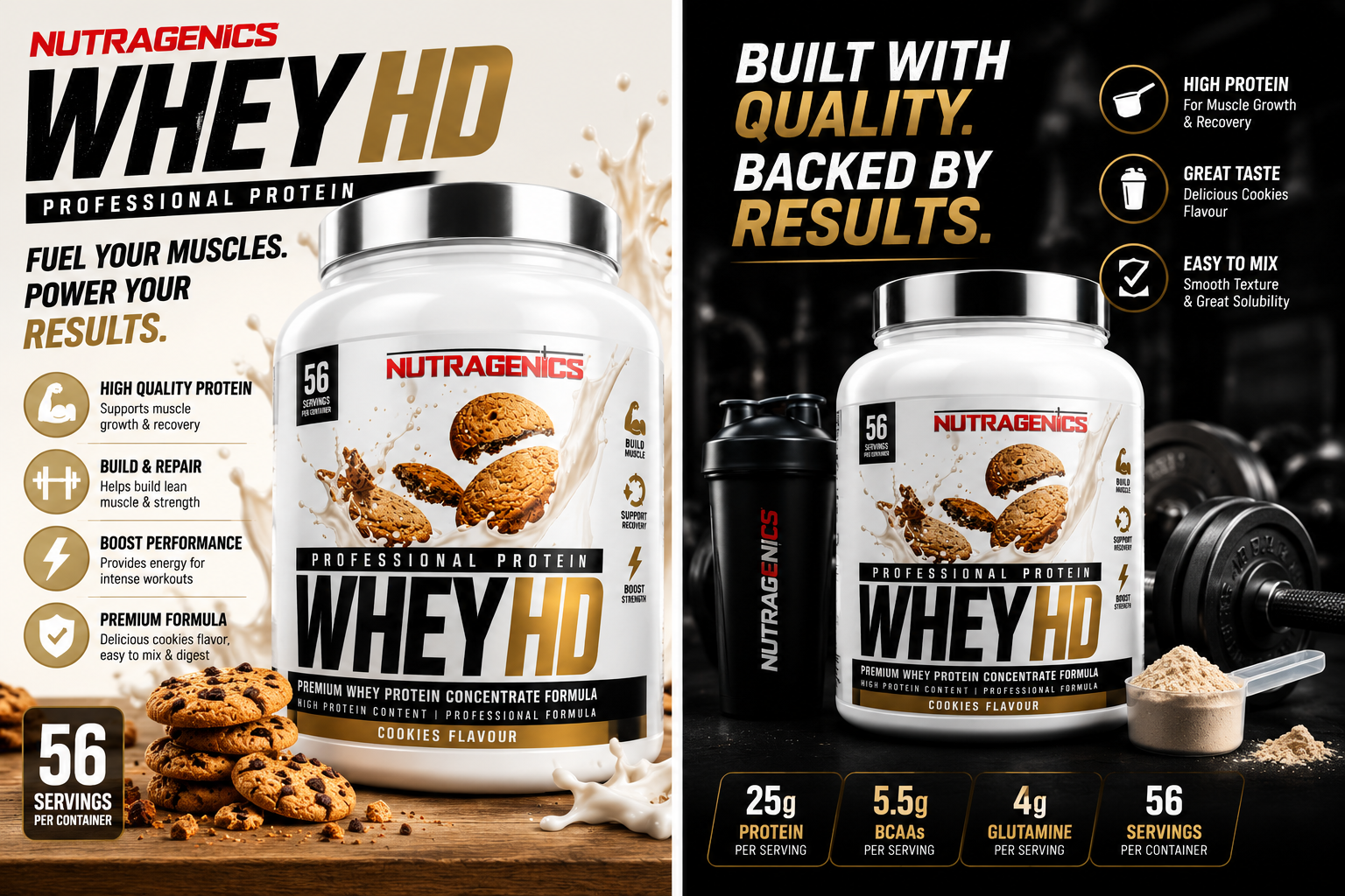 Nutragenics Professional Whey HD Protein – Cookies Flavor (56 Servings)